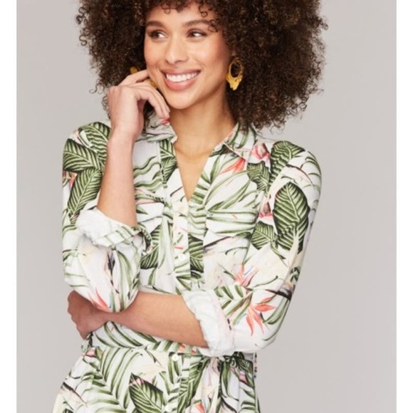 Roberta Roller Rabbit Nusa Penida Shirra Green Shirt Dress Medium - Picture 6 of 6